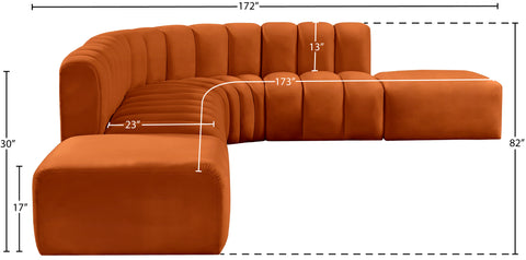Briar Cognac 172 Velvet Upholstered Modular Sectional, 7-Piece