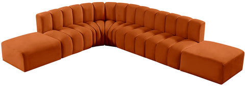 Briar Cognac 172 Velvet Upholstered Modular Sectional, 7-Piece