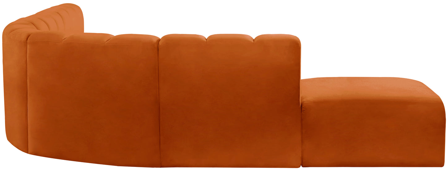 zara cognac velvet modular sofa s7a