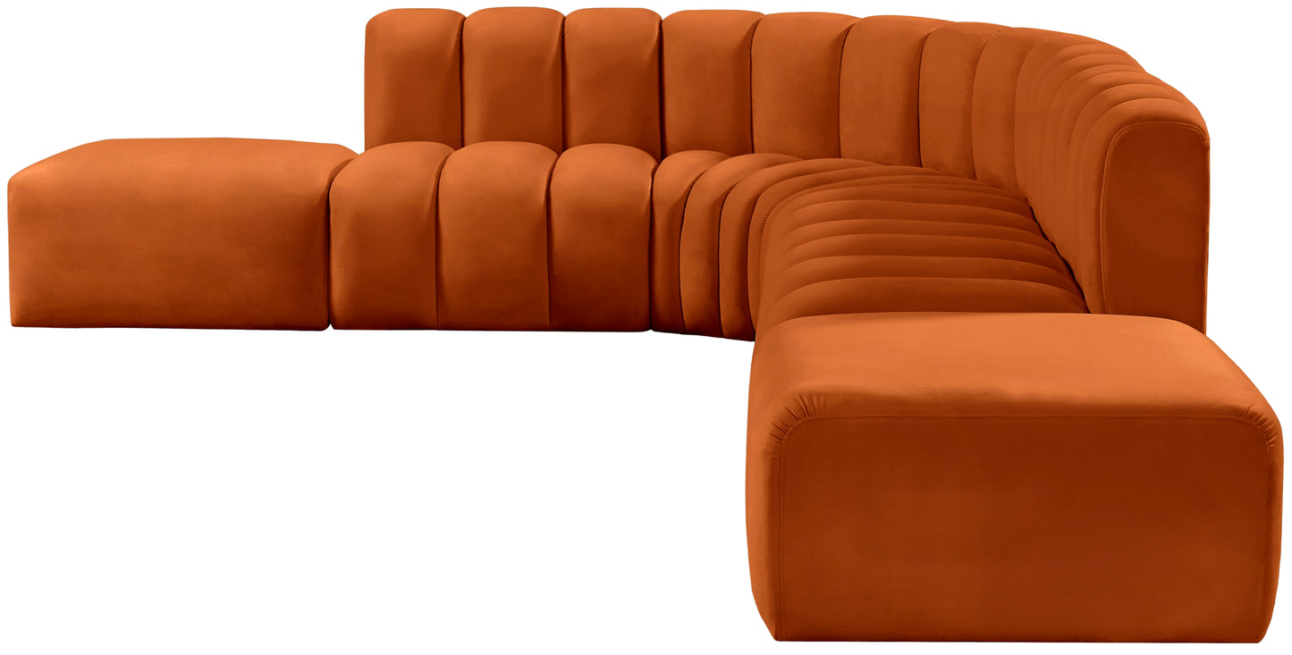 zara cognac velvet modular sofa s7a