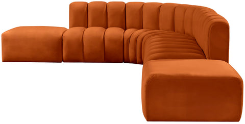 Briar Cognac 172 Velvet Upholstered Modular Sectional, 7-Piece