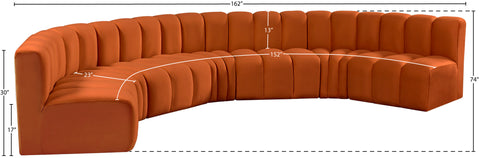 Briar Cognac 162 Velvet Upholstered Modular Sectional, 7-Piece