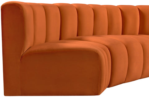 Briar Cognac 162 Velvet Upholstered Modular Sectional, 7-Piece