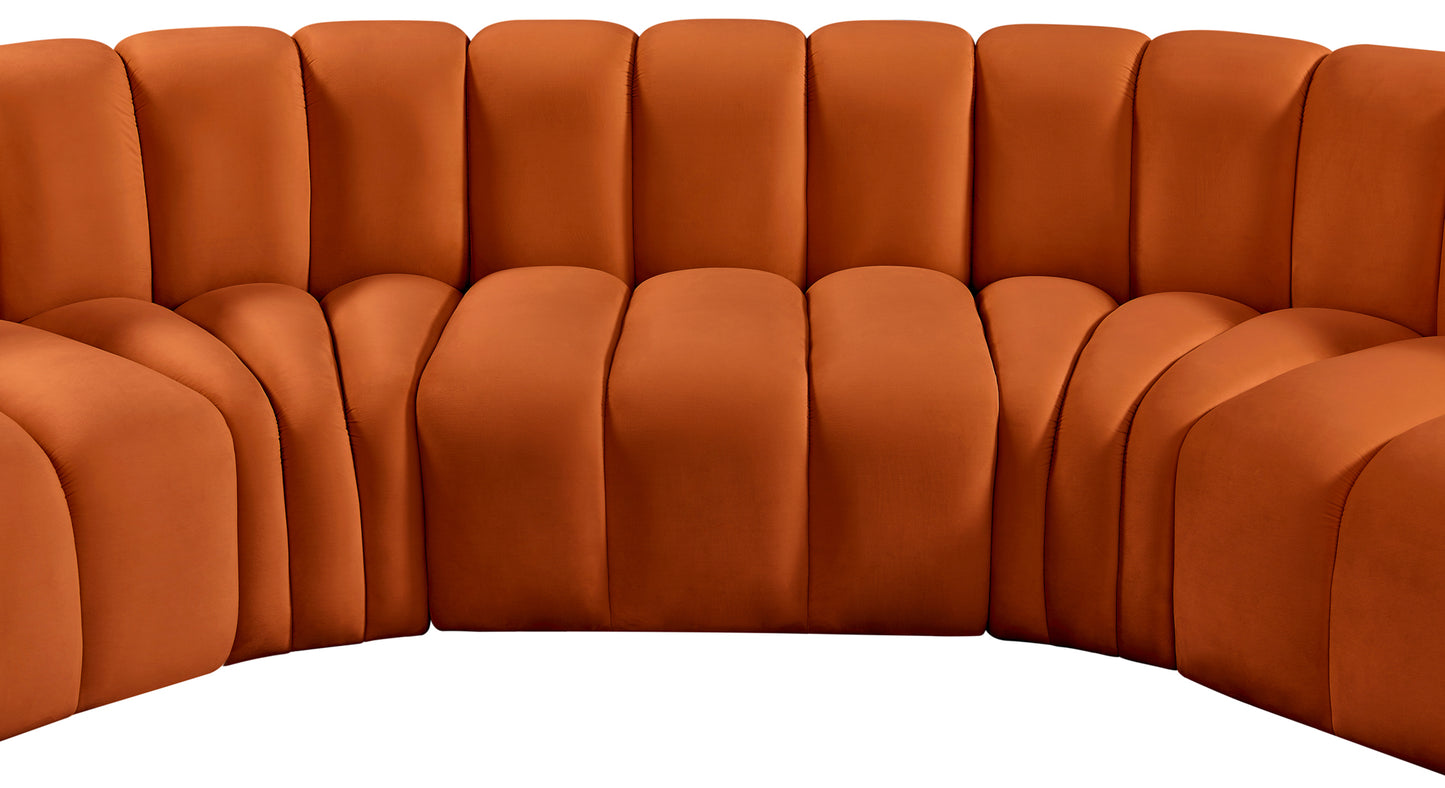 zara cognac velvet modular sofa s7b