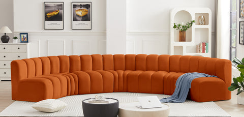 Briar Cognac 162 Velvet Upholstered Modular Sectional, 7-Piece