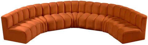 Briar Cognac 162 Velvet Upholstered Modular Sectional, 7-Piece
