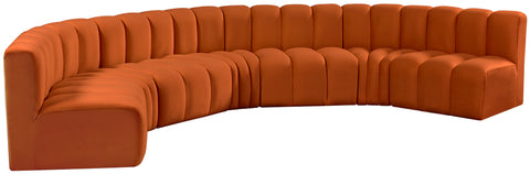 Briar Cognac 162 Velvet Upholstered Modular Sectional, 7-Piece