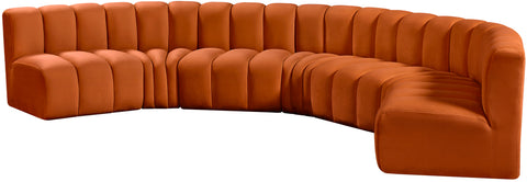 Briar Cognac 162 Velvet Upholstered Modular Sectional, 7-Piece