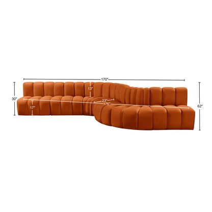 Zara Cognac Velvet Modular Sofa S7C