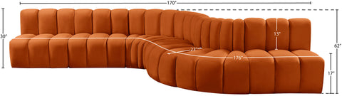Briar Cognac 170 Velvet Upholstered Modular Sectional, 7-Piece