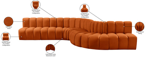 Briar Cognac 170 Velvet Upholstered Modular Sectional, 7-Piece