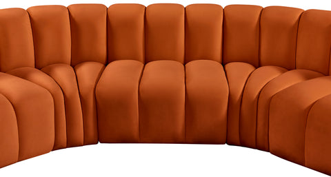 Briar Cognac 170 Velvet Upholstered Modular Sectional, 7-Piece