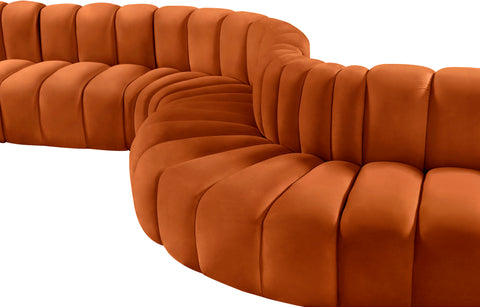 Briar Cognac 170 Velvet Upholstered Modular Sectional, 7-Piece