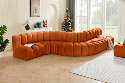 Briar Cognac 170 Velvet Upholstered Modular Sectional, 7-Piece