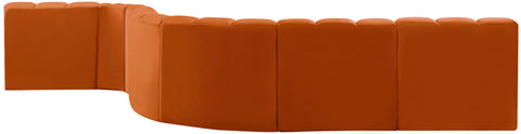 Briar Cognac 170 Velvet Upholstered Modular Sectional, 7-Piece