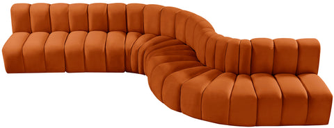 Briar Cognac 170 Velvet Upholstered Modular Sectional, 7-Piece