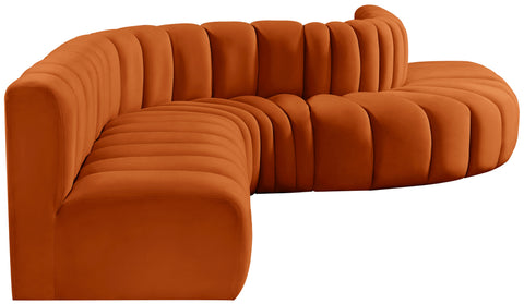 Briar Cognac 170 Velvet Upholstered Modular Sectional, 7-Piece