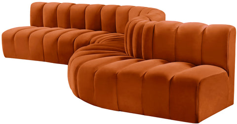 Briar Cognac 170 Velvet Upholstered Modular Sectional, 7-Piece