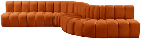 Briar Cognac 170 Velvet Upholstered Modular Sectional, 7-Piece