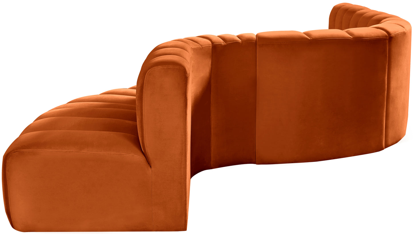 zara cognac velvet modular sofa s7c