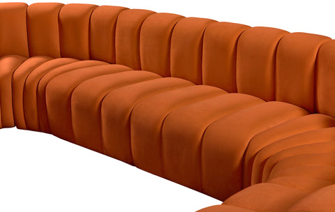 Briar Cognac 150 Velvet Upholstered Modular Sectional, 8-Piece