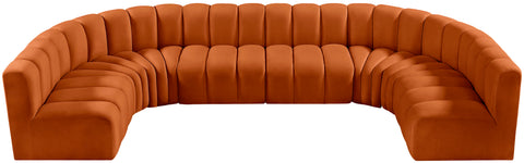 Briar Cognac 150 Velvet Upholstered Modular Sectional, 8-Piece