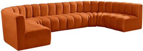 Briar Cognac 150 Velvet Upholstered Modular Sectional, 8-Piece