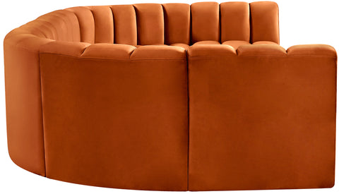 Briar Cognac 150 Velvet Upholstered Modular Sectional, 8-Piece