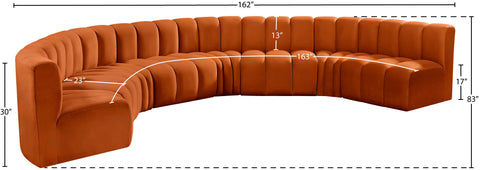 Briar Cognac 162 Velvet Upholstered Modular Sectional, 8-Piece