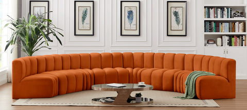 Briar Cognac 162 Velvet Upholstered Modular Sectional, 8-Piece