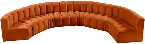 Briar Cognac 162 Velvet Upholstered Modular Sectional, 8-Piece