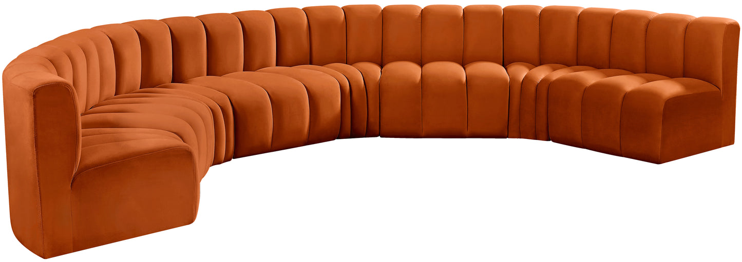 zara cognac velvet modular sofa s8b