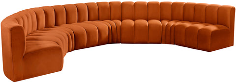 Briar Cognac 162 Velvet Upholstered Modular Sectional, 8-Piece