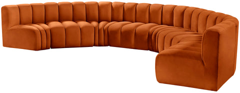 Briar Cognac 162 Velvet Upholstered Modular Sectional, 8-Piece