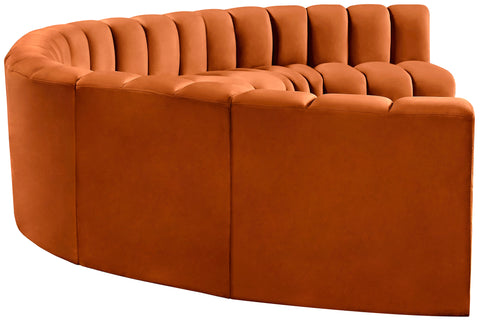 Briar Cognac 162 Velvet Upholstered Modular Sectional, 8-Piece