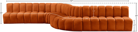 Briar Cognac 197 Velvet Upholstered Modular Sectional, 8-Piece