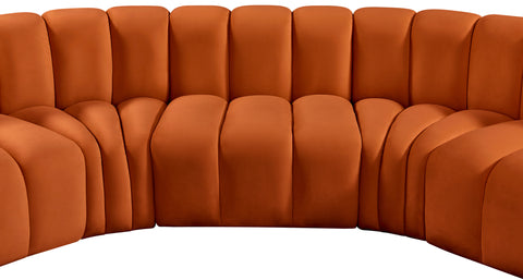 Briar Cognac 197 Velvet Upholstered Modular Sectional, 8-Piece