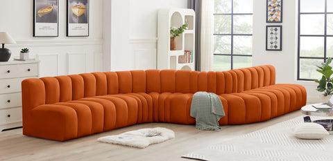 Briar Cognac 197 Velvet Upholstered Modular Sectional, 8-Piece