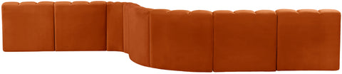 Briar Cognac 197 Velvet Upholstered Modular Sectional, 8-Piece