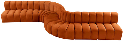 Briar Cognac 197 Velvet Upholstered Modular Sectional, 8-Piece