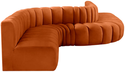 Briar Cognac 197 Velvet Upholstered Modular Sectional, 8-Piece