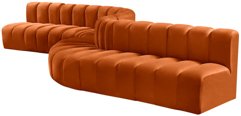 Briar Cognac 197 Velvet Upholstered Modular Sectional, 8-Piece