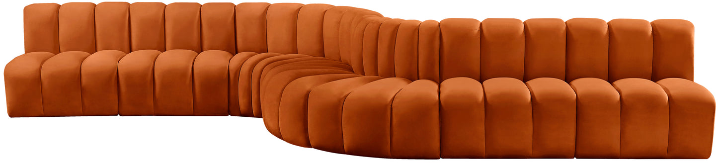 zara cognac velvet modular sofa s8c