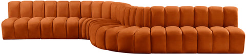 Briar Cognac 197 Velvet Upholstered Modular Sectional, 8-Piece
