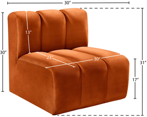 Briar Cognac Velvet Upholstered Modular Straight Chair, 1 Piece