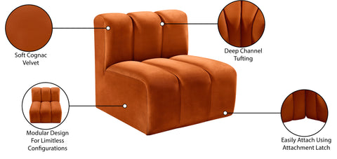 Briar Cognac Velvet Upholstered Modular Straight Chair, 1 Piece