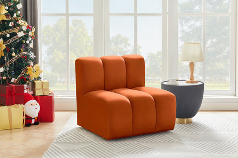 Briar Cognac Velvet Upholstered Modular Straight Chair, 1 Piece