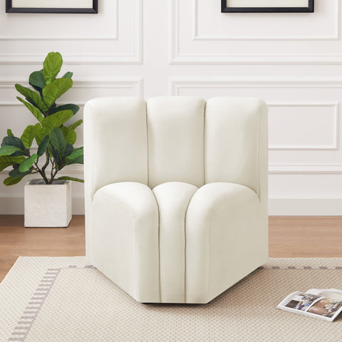 Briar Cream Velvet Upholstered Modular Curved Corner Chair, 1 Piece