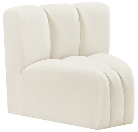 Briar Cream Velvet Upholstered Modular Curved Corner Chair, 1 Piece