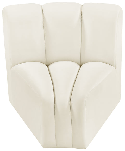 Briar Cream Velvet Upholstered Modular Curved Corner Chair, 1 Piece